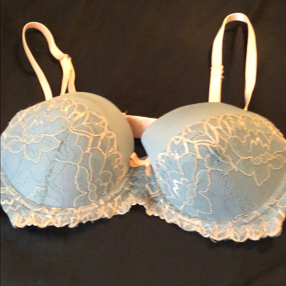 Grey and peach push up bra